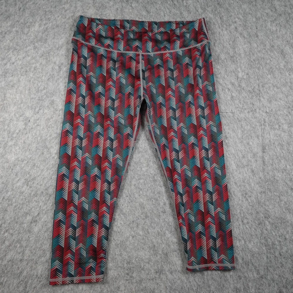 Fabletics Leggings Women Large Multicolor Chevron Print Cropped High Waist Yoga‎